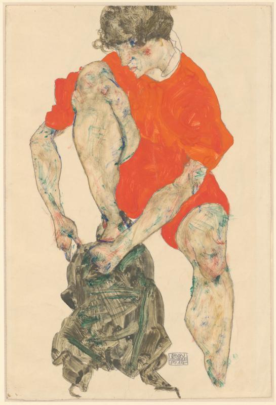 Эгон Шиле. &laquo;Натурщица в красном&raquo;, 1914