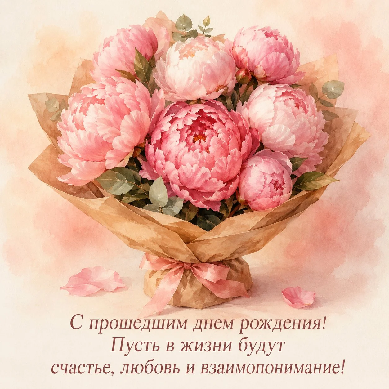 Нежная открытка с прошедшим днем рождения