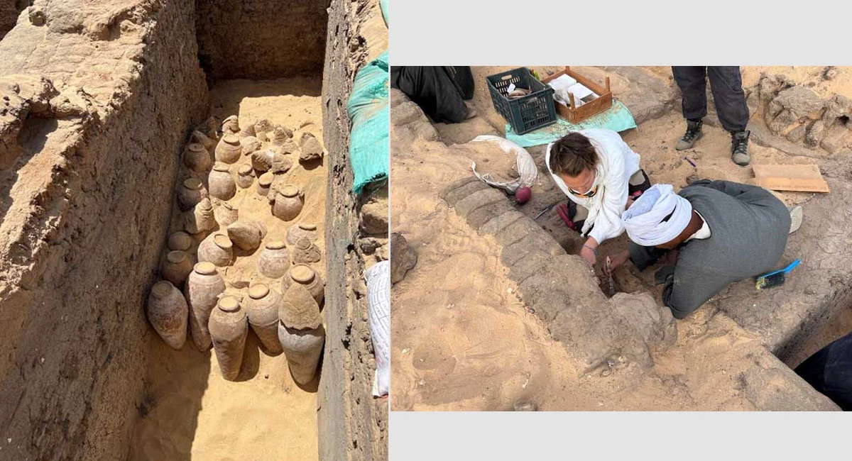 <p>На фото: найденные во время раскопок сосуды с вином, возраст которого насчитывает 5 тыс. лет</p>