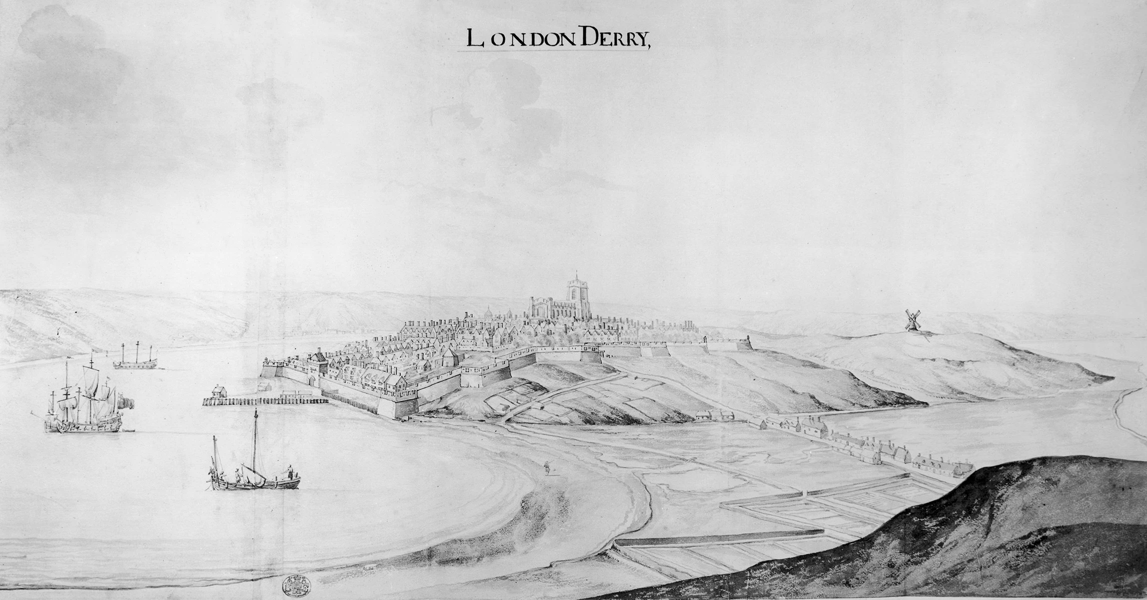 <p>Город Лондондерри на реке Фойл в северо-западной части Ольстера (Северная Ирландия). Приблизительно 1700 год</p>