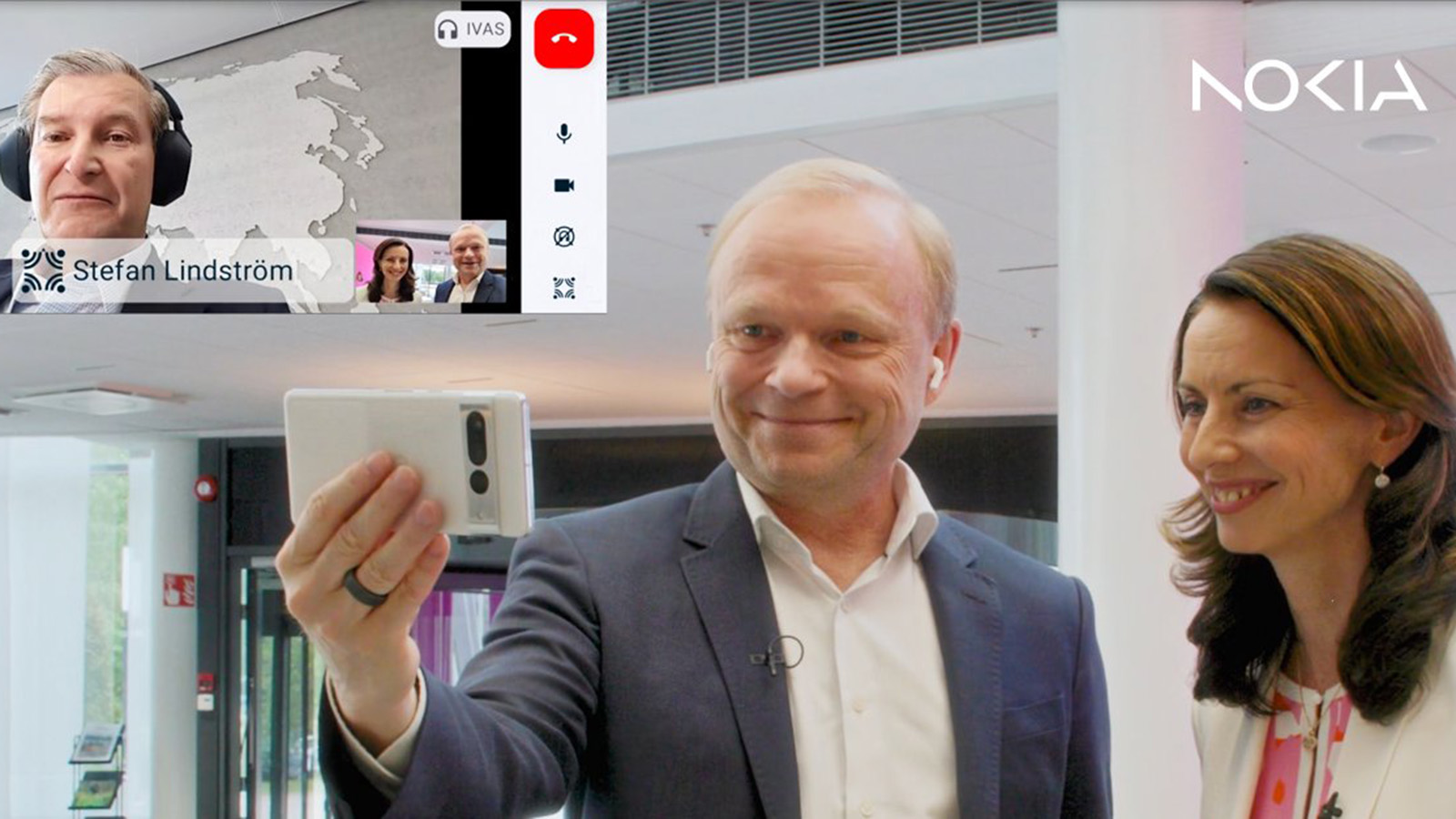 <p>Генеральный директор Nokia Пекка Лундмарк поговорил по видеосвязи&nbsp;с послом Финляндии по цифровизации и новым технологиям Стефаном Линдстремом с использованием пространственного 3D-звука</p>