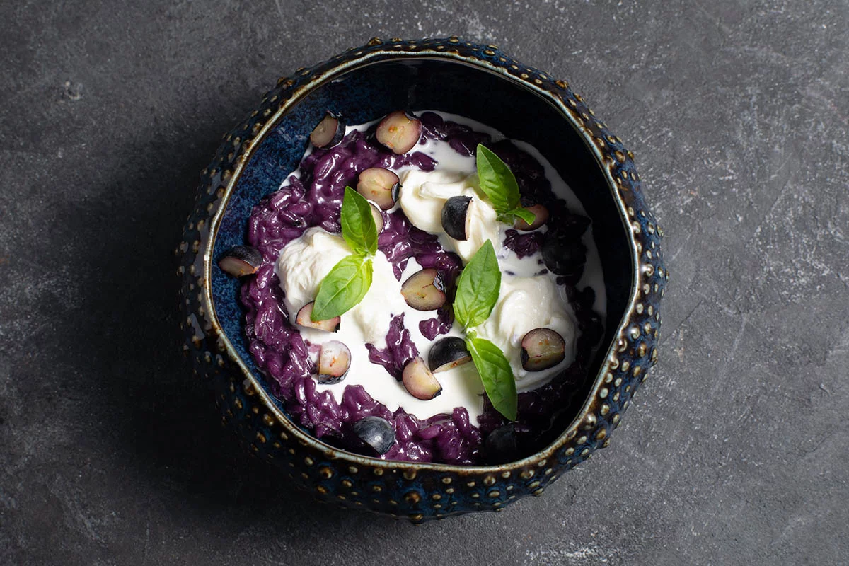 Черничное ризотто со страчателлой