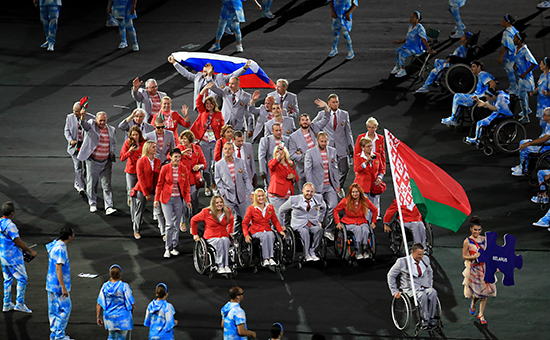 Делегация сборной Белоруссии&nbsp;на открытии летних Паралимпийских игр в Рио-де-Жанейро&nbsp;


