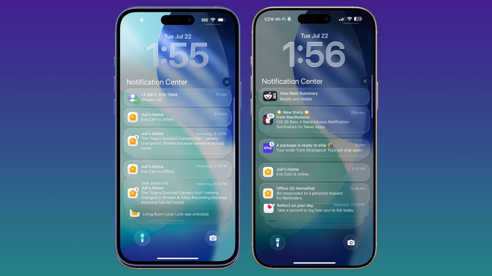 Beta 4 (слева), beta 3
