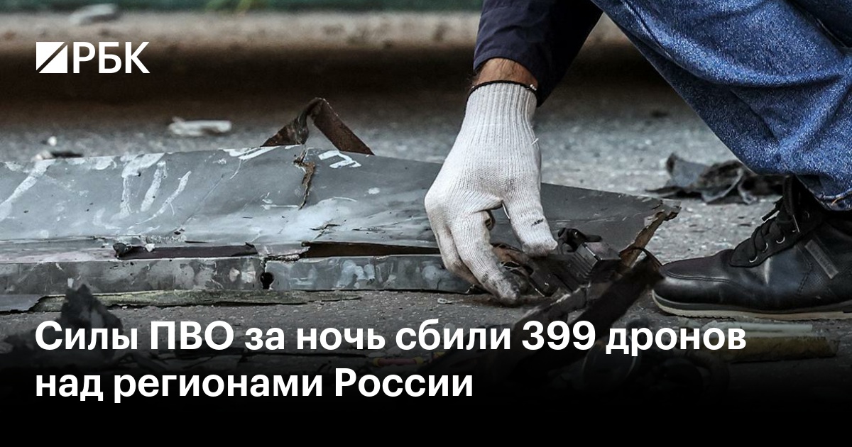 Силы ПВО за ночь сбили 399 дронов над регионами России