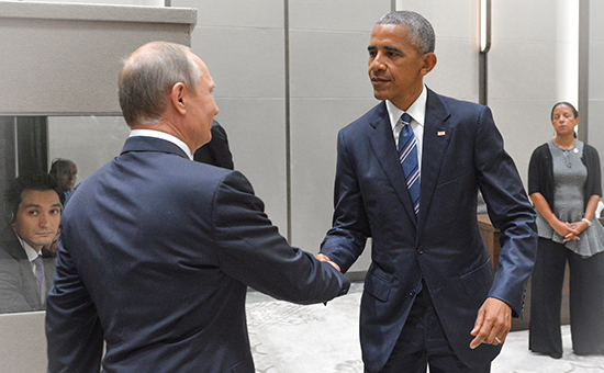 Президент РФ Владимир Путин (слева) и&nbsp;президент США Барак Обама во&nbsp;время встречи в Ханчжоу, ​5 сентября 2016 года
