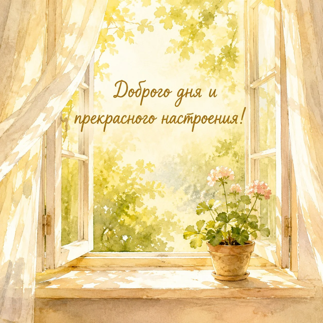 Нежная открытка с надписью «Доброго утра и прекрасного дня!»