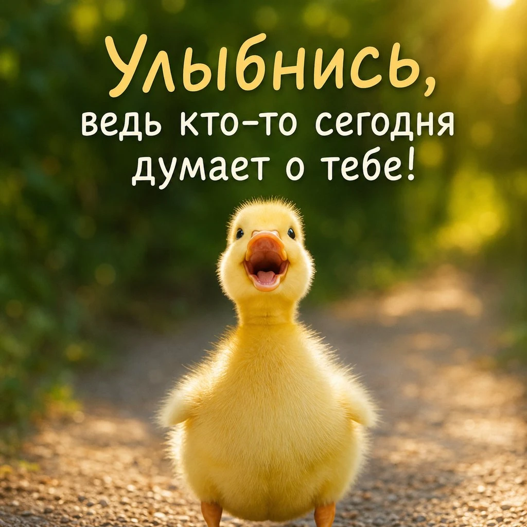 Забавная открытка для поднятия настроения с утенком