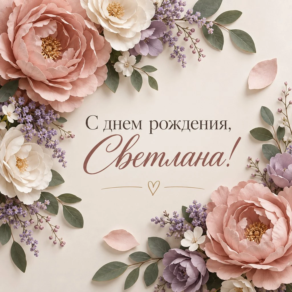 Праздничная открытка с днем рождения Светлане