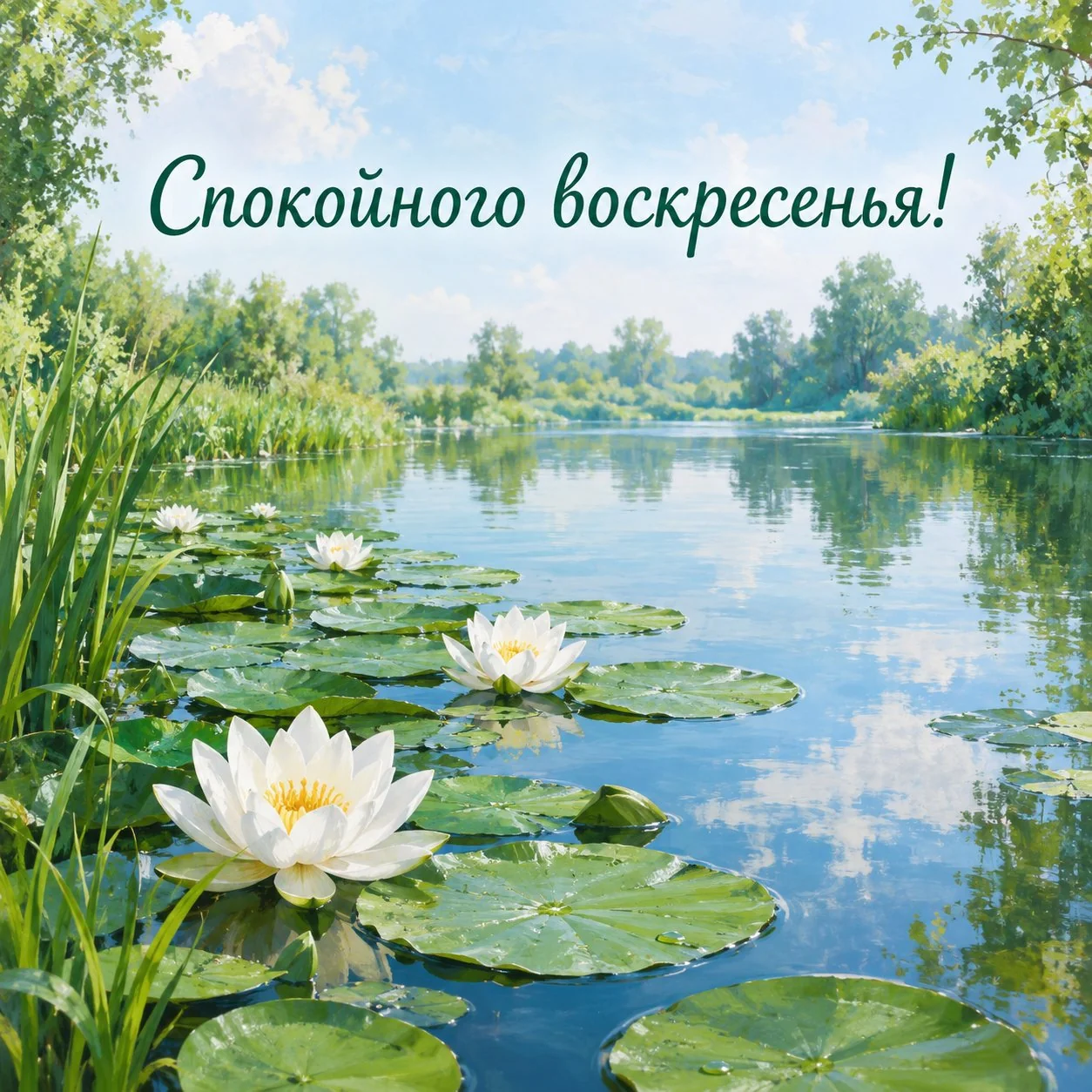 Нежная открытка с пожеланием спокойного воскресенья