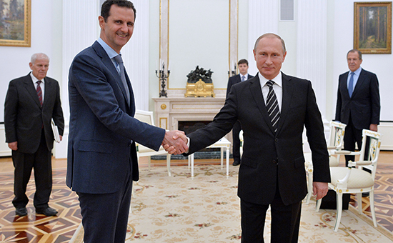 Президент Сирии Башар Асад и&nbsp;президент России Владимир Путин во&nbsp;время встречи в&nbsp;Кремле