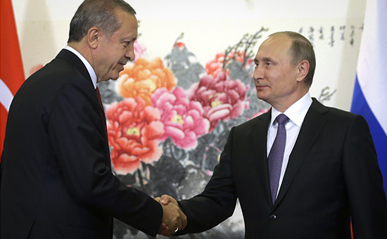 Президент Турции Реджеп Эрдоган и президент России Владимир Путин во время встречи на саммите G20, 3 сентября 2016 года


