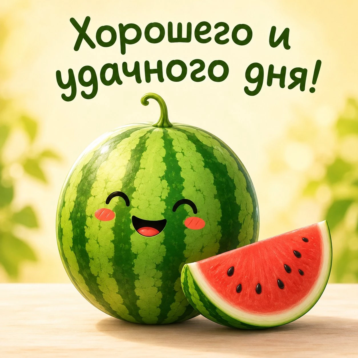 Смешная открытка с арбузом