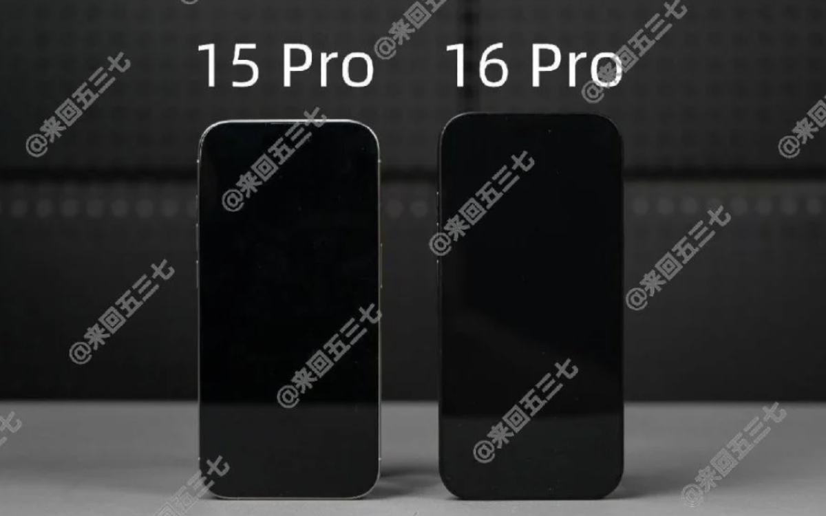 Сравнение размера одного из прототипов iPhone 16 Pro с нынешним iPhone 15 Pro