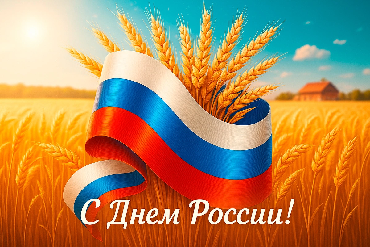 Открытка с пшеничным полем