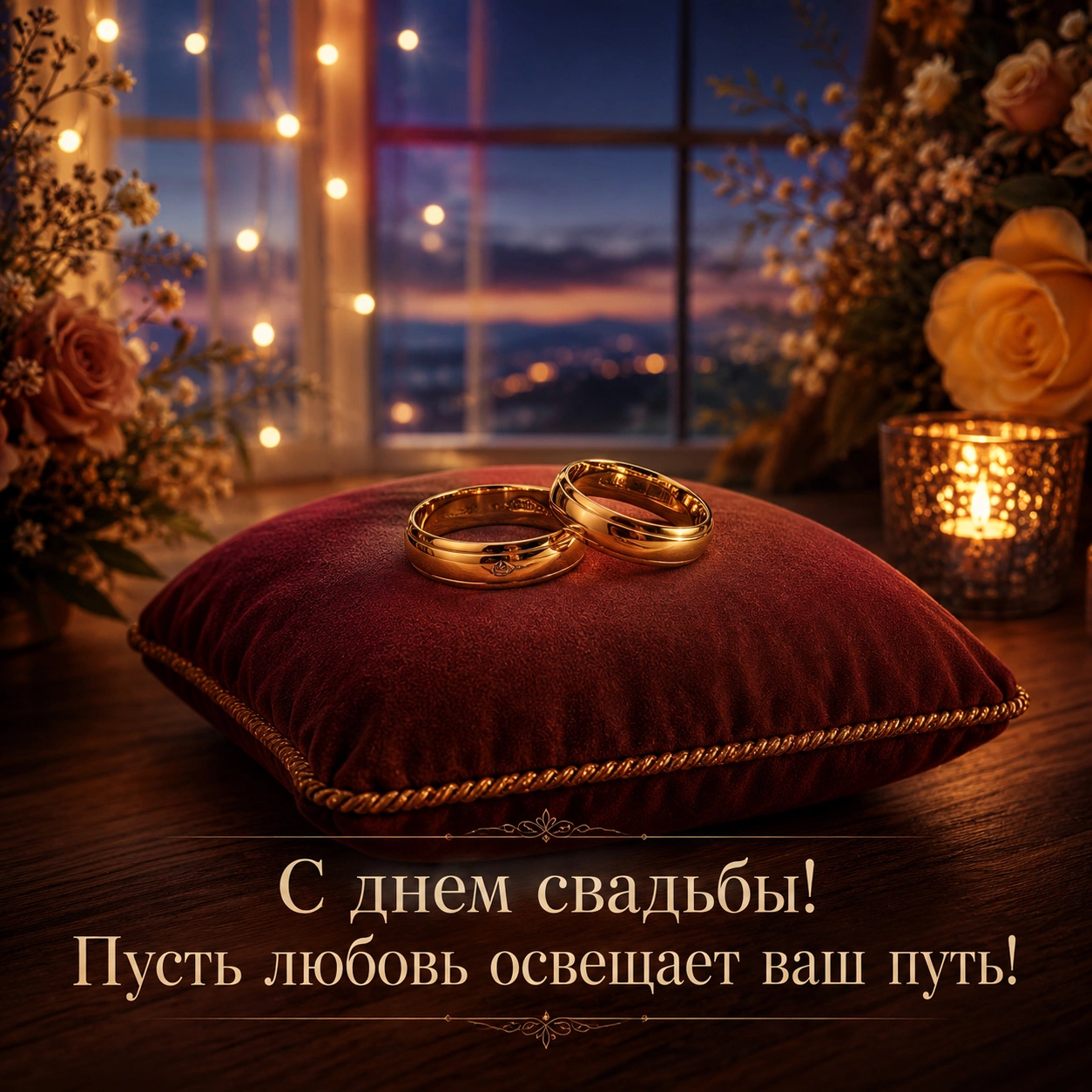 Поздравительная открытка с днем свадьбы