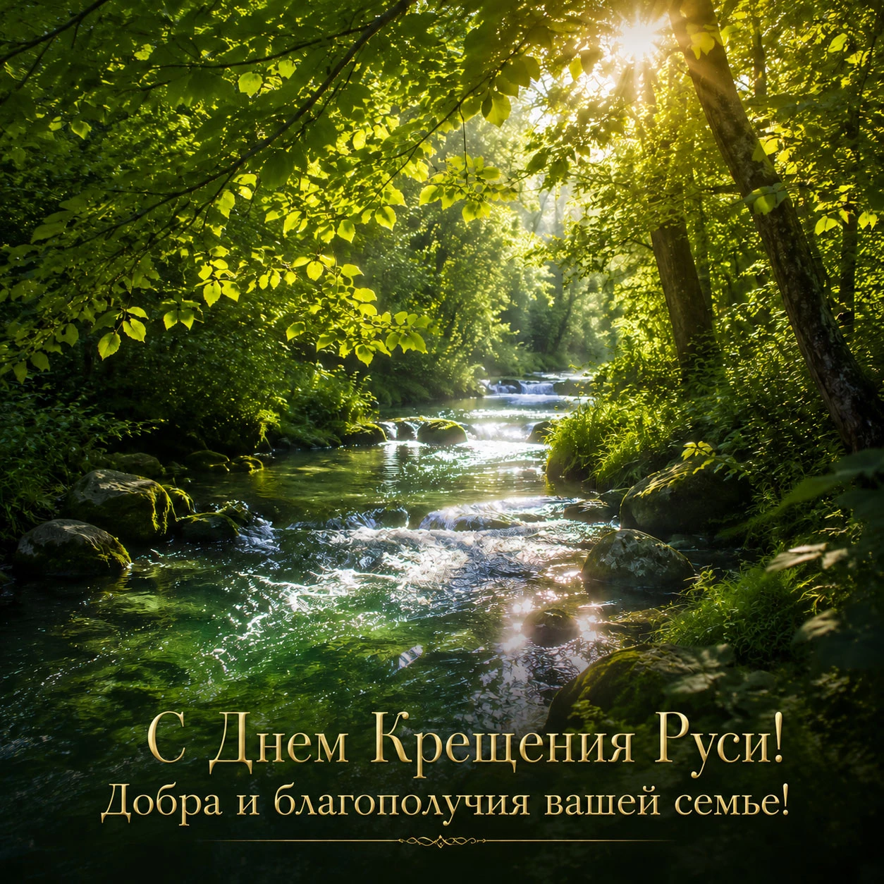 Открытка с Днем Крещения Руси с пожеланием добра и благополучия