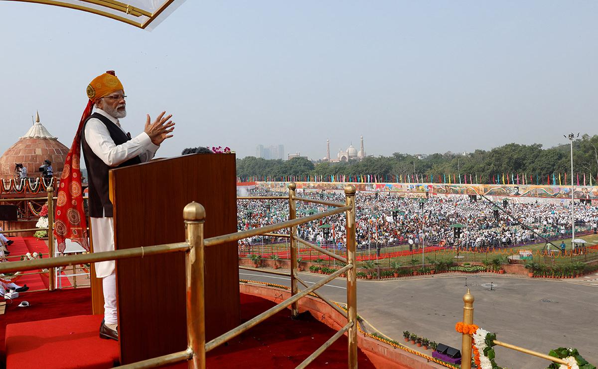 Премьер-министр Индии Нарендра Моди на праздновании Дня независимости