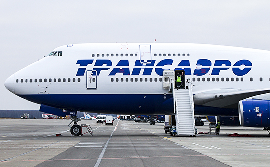 Самолет авиакомпании «Трансаэро» в аэропорту Домодедово
