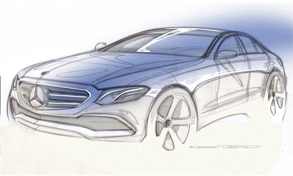 Mercedes показал дизайн нового E-Class на скетче 