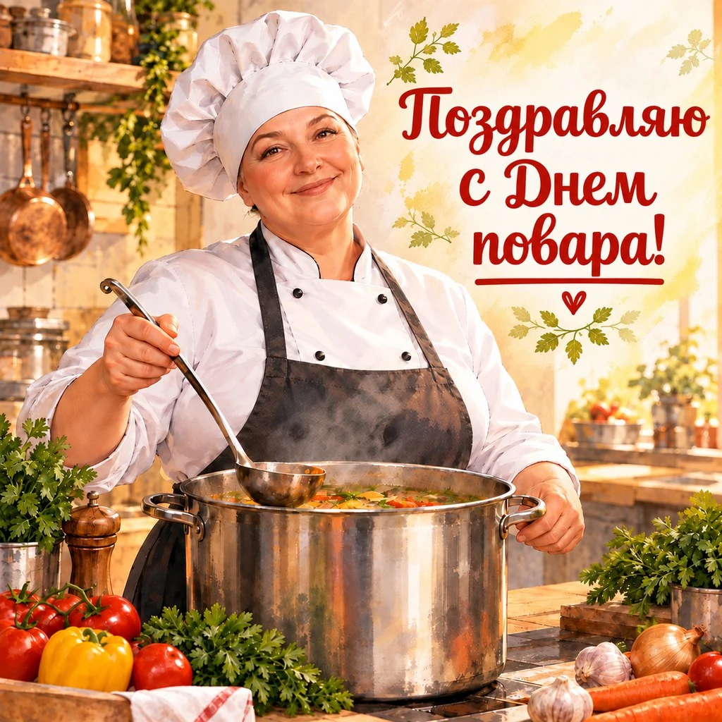 Открытка ко Дню повара женщине с поздравлением