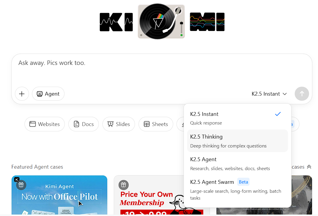 Выбор версии Kimi AI