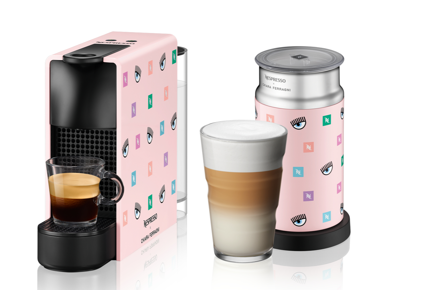 Кофемашина&nbsp;Essenza Mini и капучинатор&nbsp;Aeroccino 3 из коллаборации&nbsp;Nespresso X Chiara Ferragni