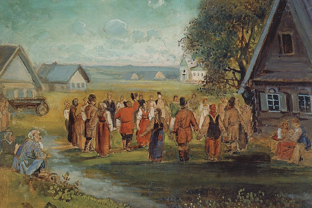 Картина Алексея Саврасова «Хоровод в селе», 1874 год