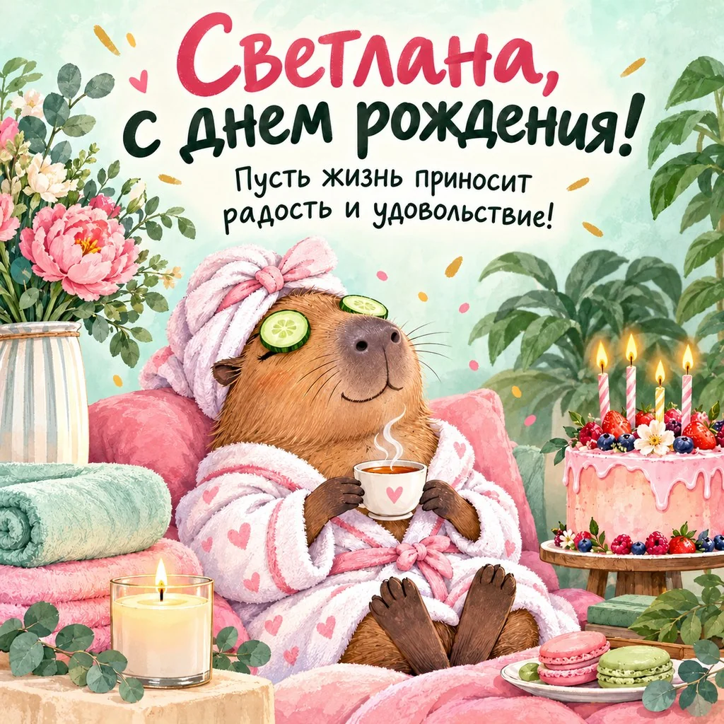Забавная открытка с днем рождения Светлане