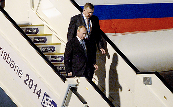 Президент России Владимир Путин прибыл в международный аэропорт в Брисбене