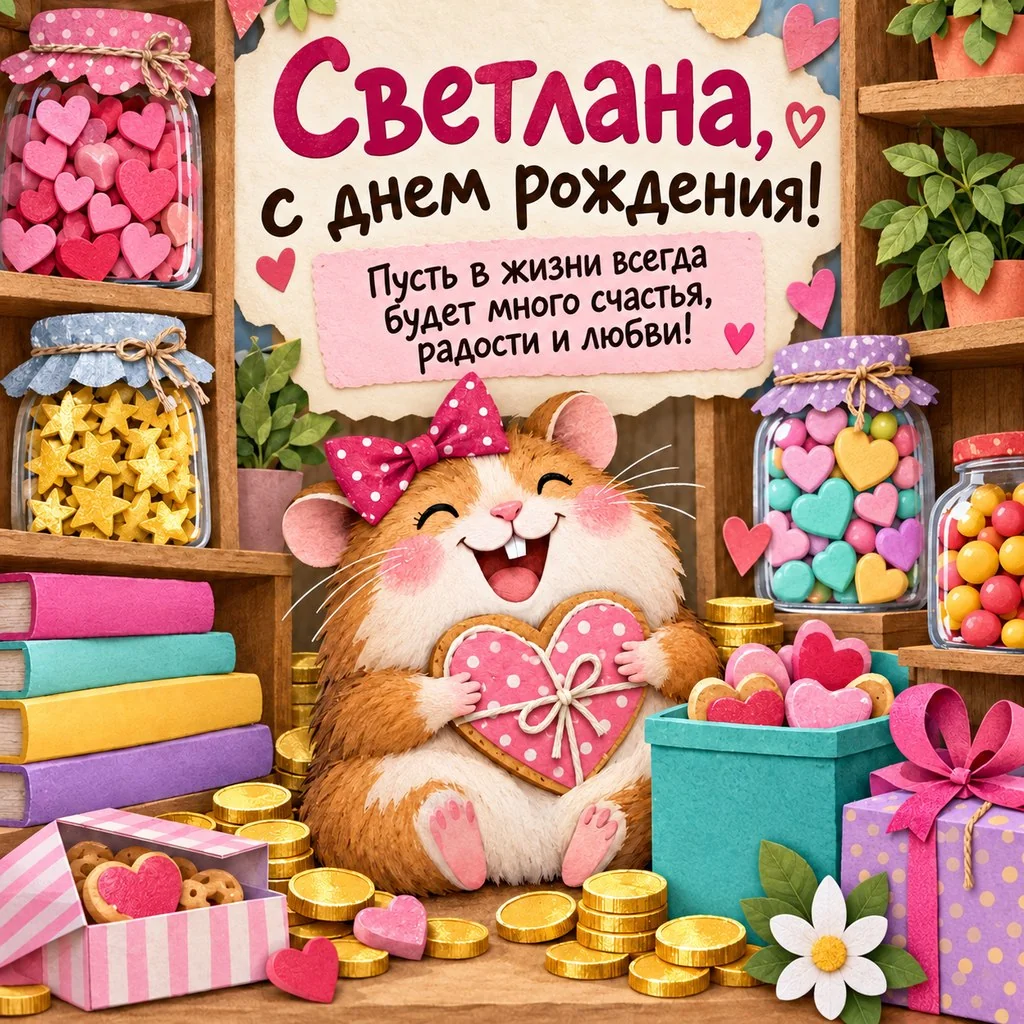 Прикольная открытка с днем рождения Светлане