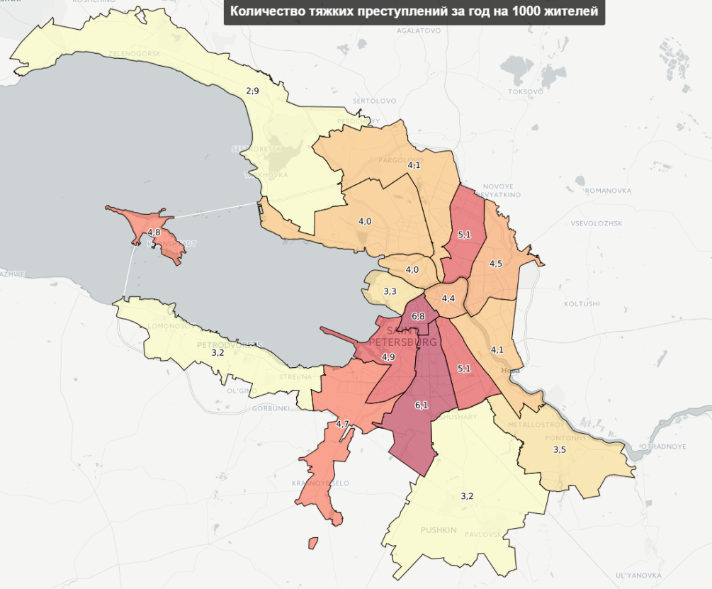 Опубликована карта самых опасных районов Петербурга — РБК