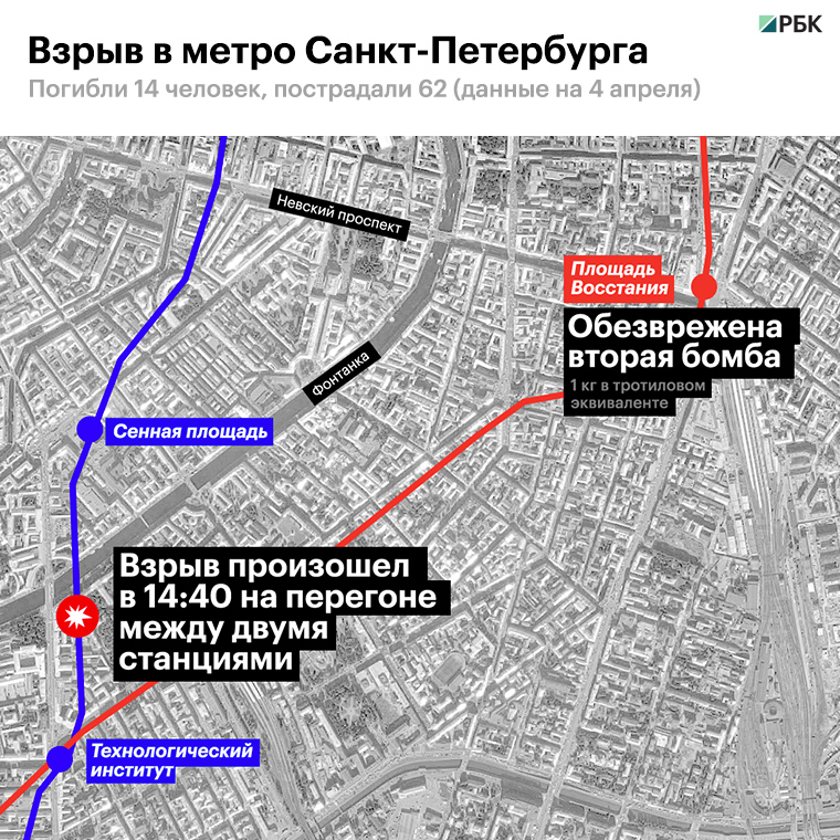 Взрыв в метро Петербурга и НАК уточнили число погибших при взрыве в метро Петербурга