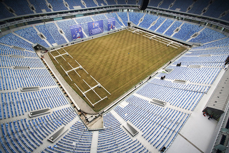 Поле&nbsp;стадиона &laquo;Санкт-Петербург&raquo;. Март 2017 года


