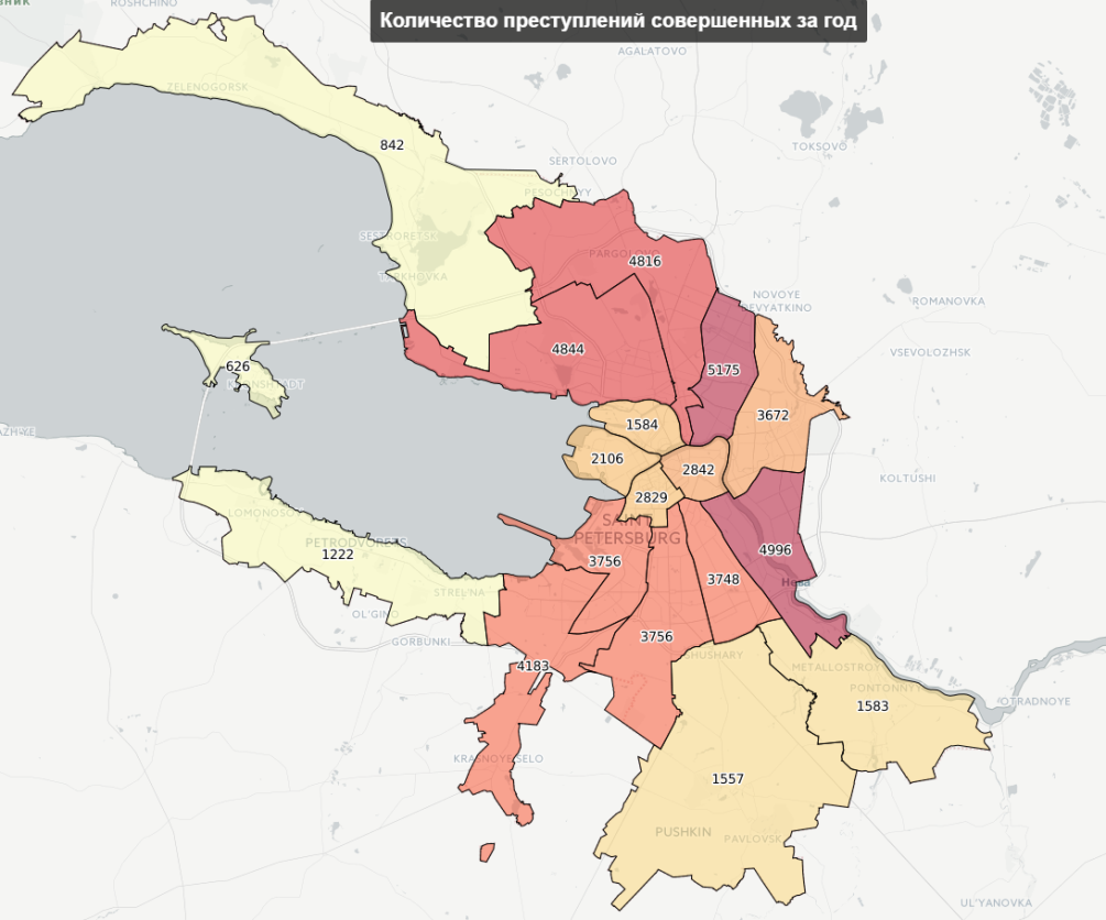Опубликована карта самых опасных районов Петербурга — РБК