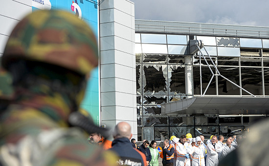 Вид на аэропорт Брюсселя, где произошел взрыв 22 марта 2016 года


