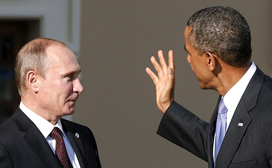 Президент России Владимир Путин (слева) и президент США Барак Обама. Сентябрь 2013 года