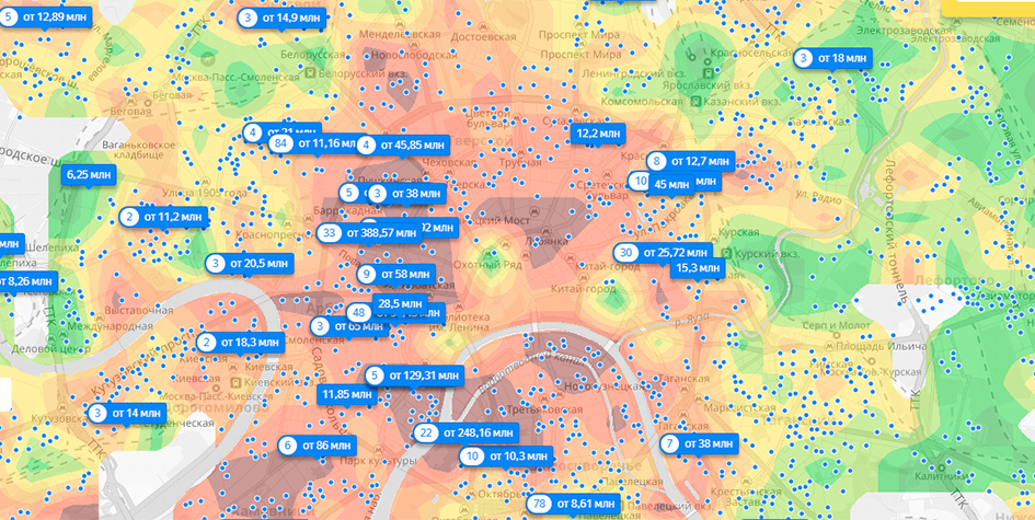 Тепловая карта москвы недвижимость