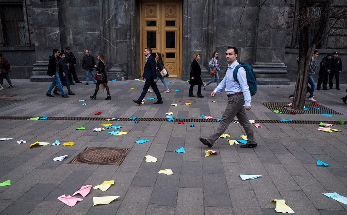 Акция против блокировки Telegram в Москве