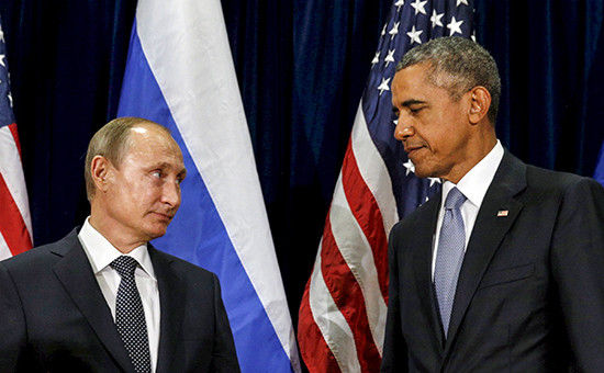 Президент России Владимир Путин и президент США Барак Обама (слева направо)