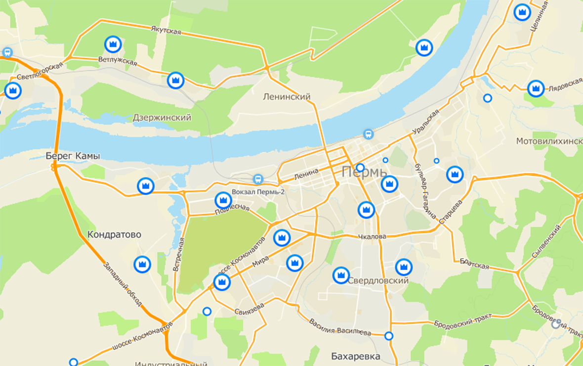 Фото:Снимок карты Перми в 2ГИС