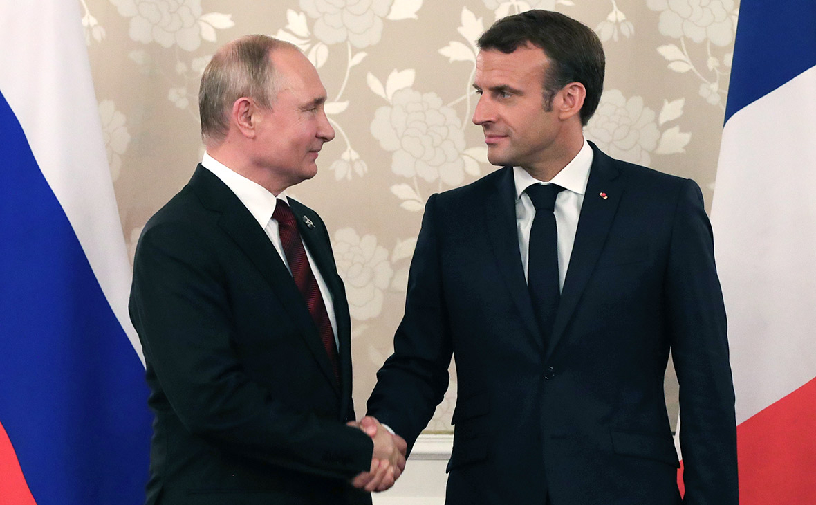 Владимир Путин и Эмманюэль Макрон 