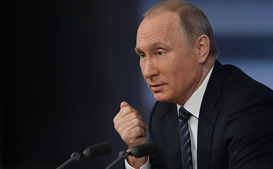 Президент России Владимир Путин на 11-й большой ежегодной пресс-конференции