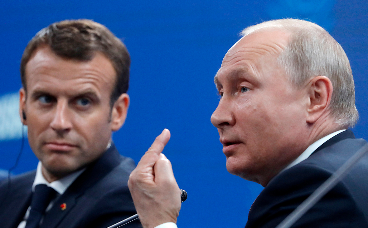 Эммануэль Макрон и Владимир Путин