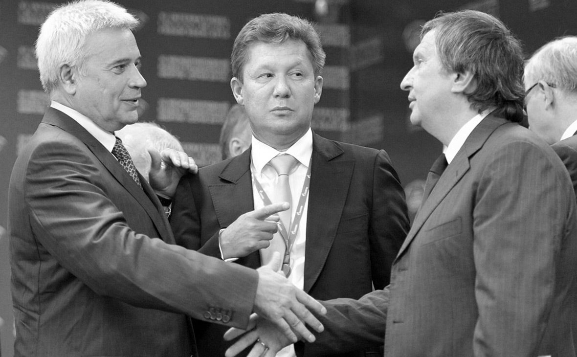 Слева направо: Вагит Алекперов, Алексей Миллер и Игорь Сечин


