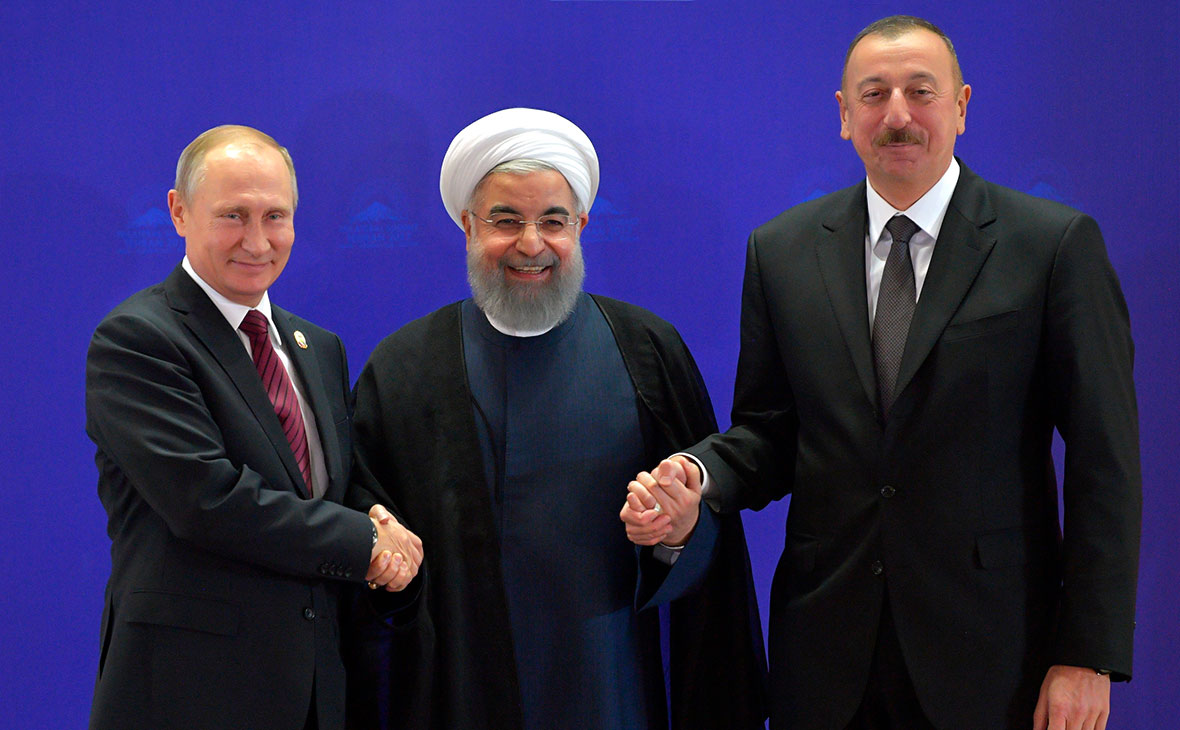 Владимир Путин, Хасан Рухани и Ильхам Алиев (слева направо)