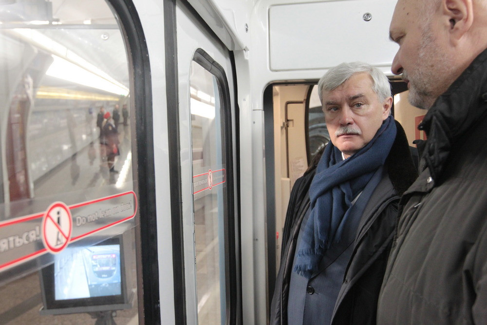 Губернатор Петербурга Георгий Полтавченко и начальник КУП «Петербургский метрополитен» Владимир Гарюгин