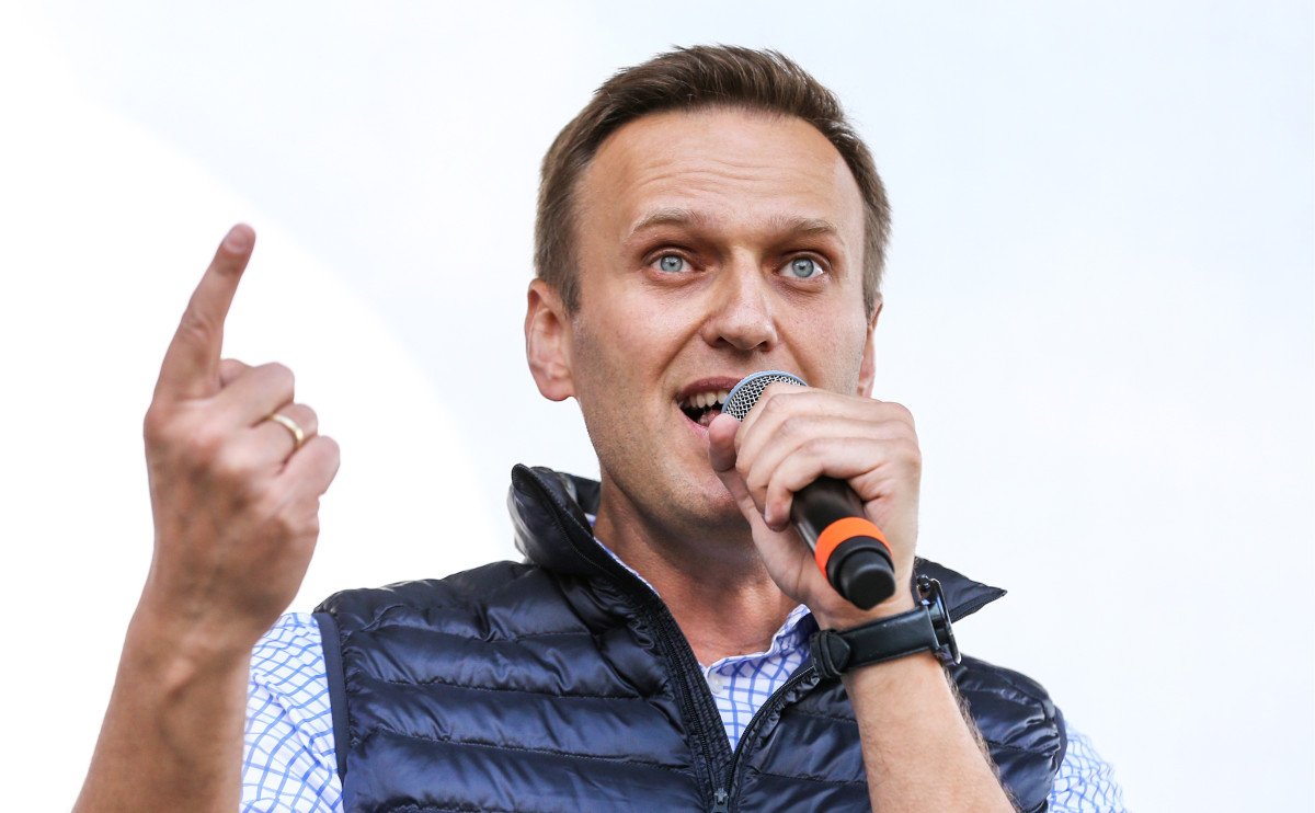 Алексей Навальный во время митинга за свободу интернета и в защиту мессенджера Telegram на проспекте Академика Сахарова. 2018 год