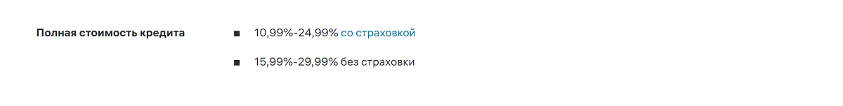 <p>Скриншот предложения по кредиту наличными с сайта Райффайзенбанка</p>