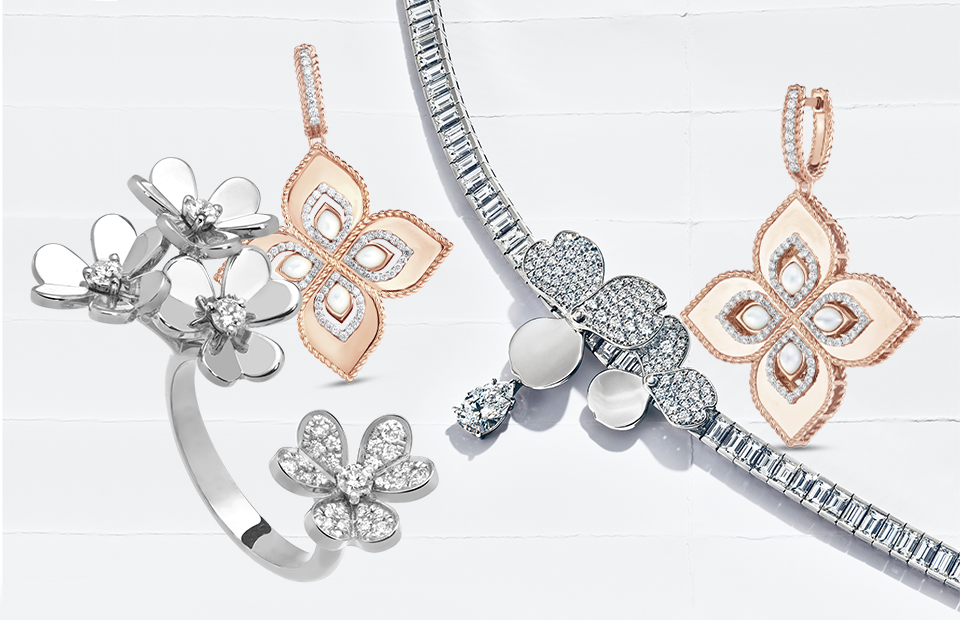 Браслет Frivole, Van Cleef & Arpels
Серьги Princess Flower, Roberto Coin
Колье Paper Flower, Tiffany & Co